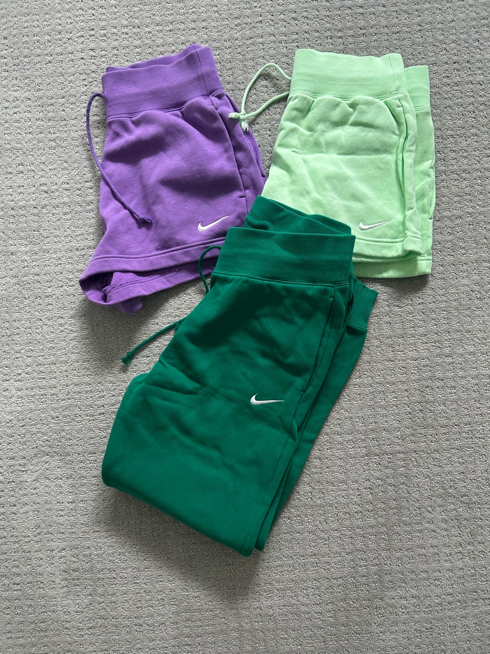 Nike Phoenix Sportswear Bundle:  Green & Purple Short/Joggers Set
